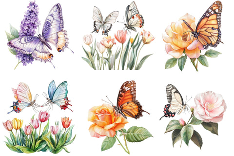 Butterfly Flowers Sublimation Clipart Sublimation PaperPrintSVG 
