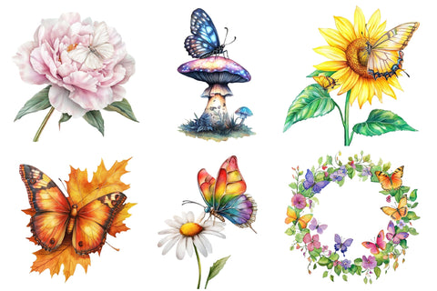 Butterfly Flowers Sublimation Clipart Sublimation PaperPrintSVG 