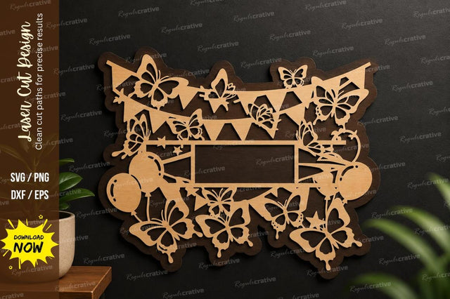 Butterfly Frame Border Laser Cut Svg Design SVG Regulrcrative 