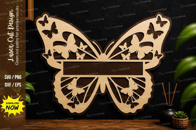 Butterfly Frame Laser Cut Decorative Wall Art SVG Regulrcrative 