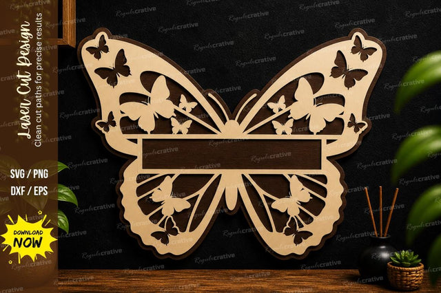 Butterfly Frame Laser Cut Decorative Wall Art SVG Regulrcrative 