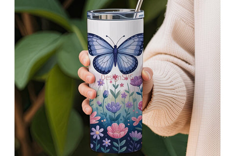 Butterfly Garden 20oz Tumbler Wrap Sublimation DesignSVG 