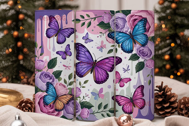 Butterfly Garden 20oz Tumbler Wrap Sublimation DesignSVG 