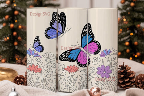 Butterfly Garden 20oz Tumbler Wrap Sublimation DesignSVG 