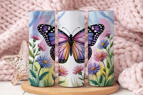 Butterfly Garden 20oz Tumbler Wrap Sublimation DesignSVG 