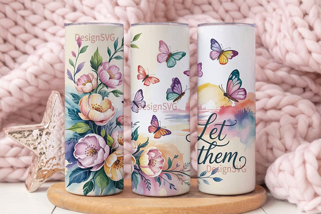 Butterfly Garden 20oz Tumbler Wrap Sublimation DesignSVG 