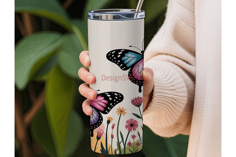 Butterfly Garden 20oz Tumbler Wrap Sublimation DesignSVG 