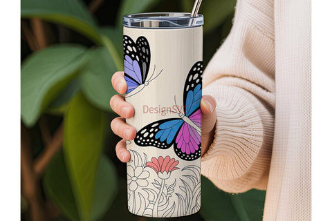 Butterfly Garden 20oz Tumbler Wrap Sublimation DesignSVG 