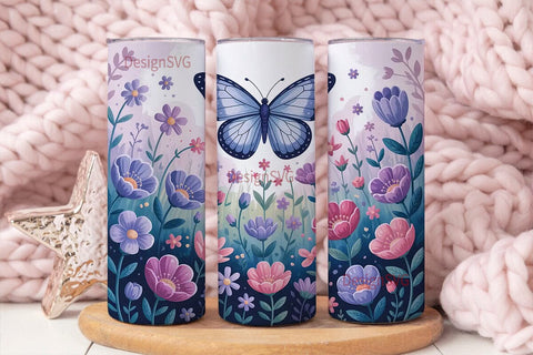 Butterfly Garden 20oz Tumbler Wrap Sublimation DesignSVG 