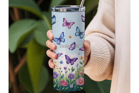Butterfly Garden 20oz Tumbler Wrap Sublimation DesignSVG 