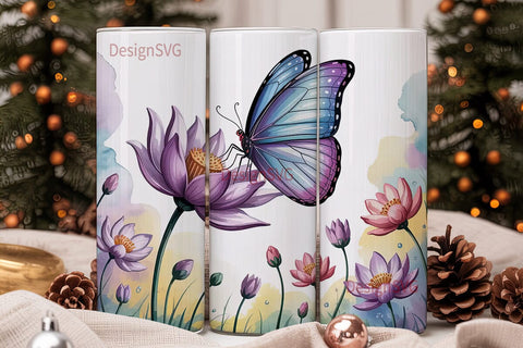 Butterfly Garden 20oz Tumbler Wrap Sublimation DesignSVG 