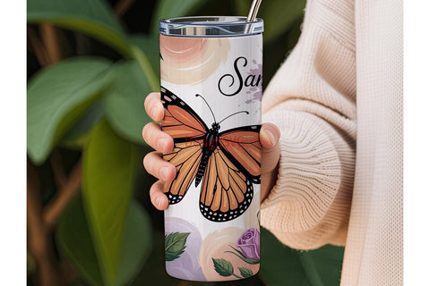 Butterfly Garden 20oz Tumbler Wrap Sublimation DesignSVG 