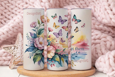 Butterfly Garden 20oz Tumbler Wrap Sublimation DesignSVG 