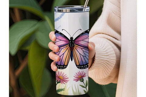 Butterfly Garden 20oz Tumbler Wrap Sublimation DesignSVG 
