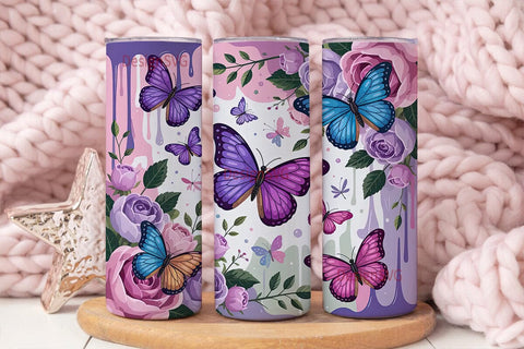 Butterfly Garden 20oz Tumbler Wrap Sublimation DesignSVG 