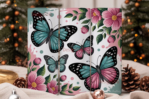 Butterfly Garden 20oz Tumbler Wrap Sublimation DesignSVG 