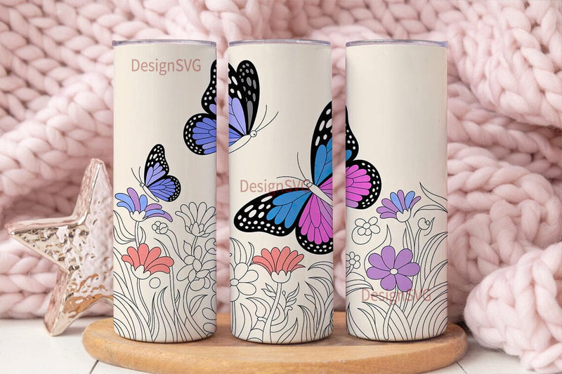 Butterfly Garden 20oz Tumbler Wrap Sublimation DesignSVG 