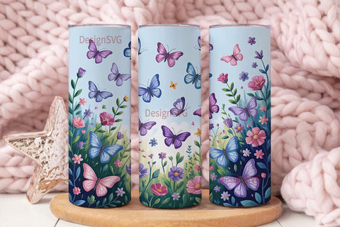 Butterfly Garden 20oz Tumbler Wrap Sublimation DesignSVG 
