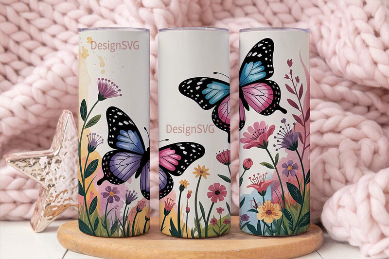Butterfly Garden 20oz Tumbler Wrap Sublimation DesignSVG 