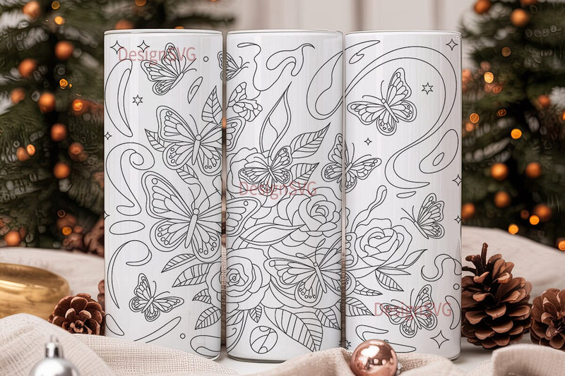 Butterfly Garden 20oz Tumbler Wrap Sublimation DesignSVG 