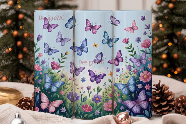 Butterfly Garden 20oz Tumbler Wrap Sublimation DesignSVG 