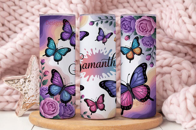 Butterfly Garden 20oz Tumbler Wrap Sublimation DesignSVG 