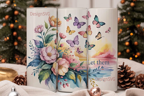 Butterfly Garden 20oz Tumbler Wrap Sublimation DesignSVG 