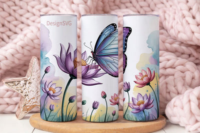 Butterfly Garden 20oz Tumbler Wrap Sublimation DesignSVG 
