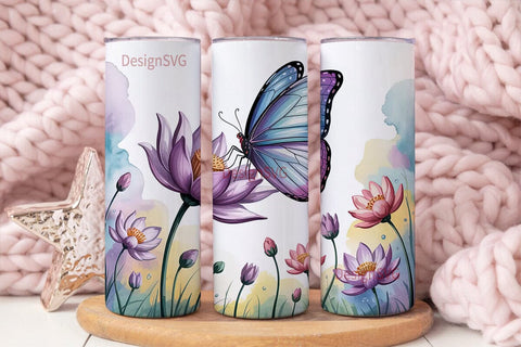Butterfly Garden 20oz Tumbler Wrap Sublimation DesignSVG 
