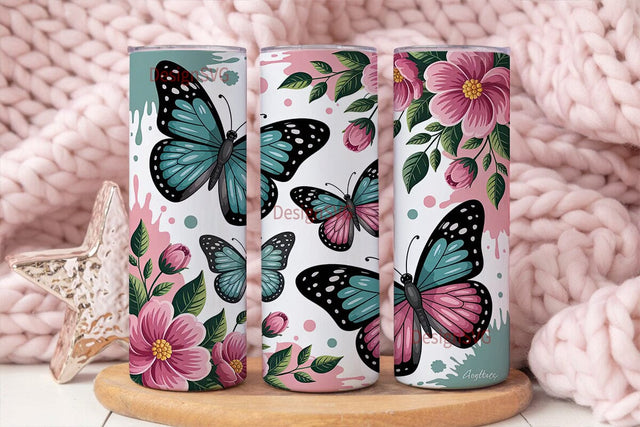 Butterfly Garden 20oz Tumbler Wrap Sublimation DesignSVG 