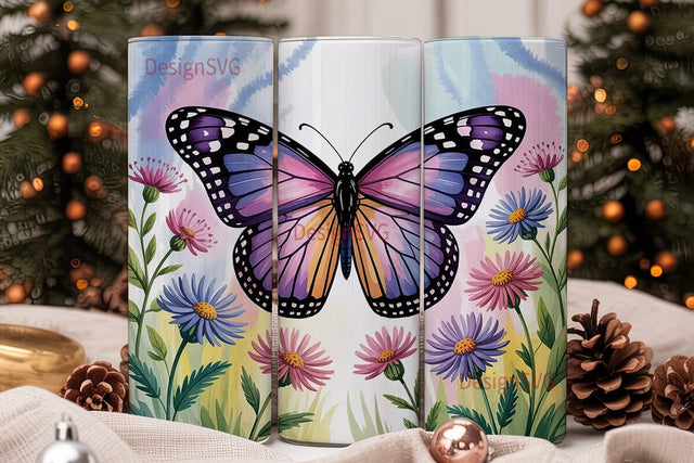 Butterfly Garden 20oz Tumbler Wrap Sublimation DesignSVG 
