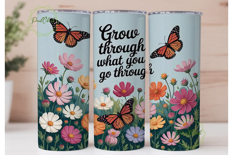 Butterfly Garden 20oz Tumbler Wrap Sublimation PixelChick 