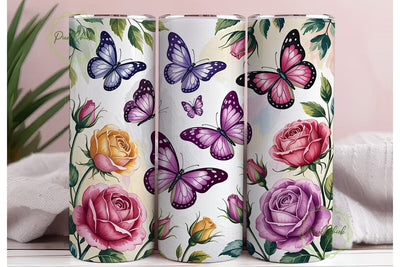 Butterfly Garden 20oz Tumbler Wrap Sublimation PixelChick 