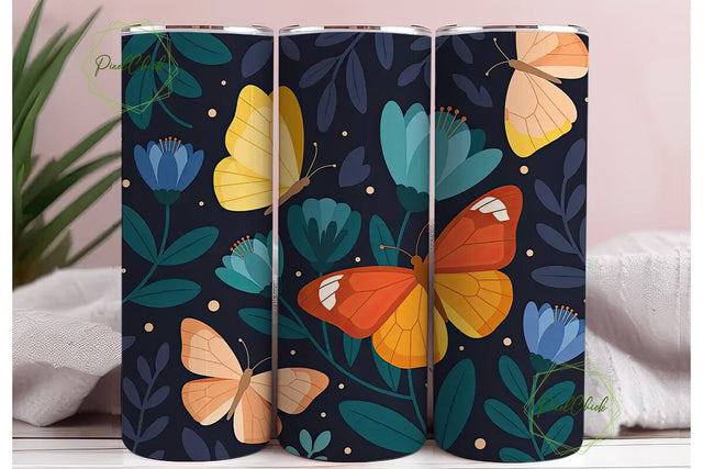 Butterfly Garden 20oz Tumbler Wrap Sublimation PixelChick 