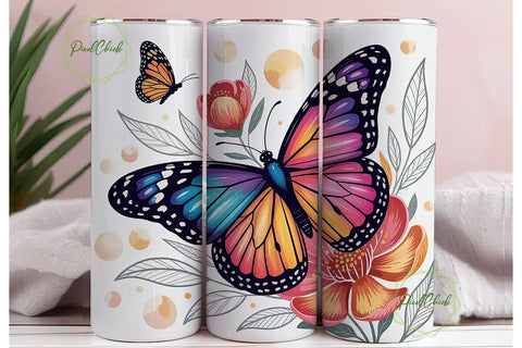 Butterfly Garden 20oz Tumbler Wrap Sublimation PixelChick 
