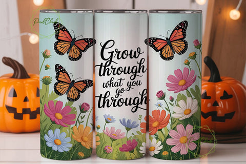 Butterfly Garden 20oz Tumbler Wrap Sublimation PixelChick 