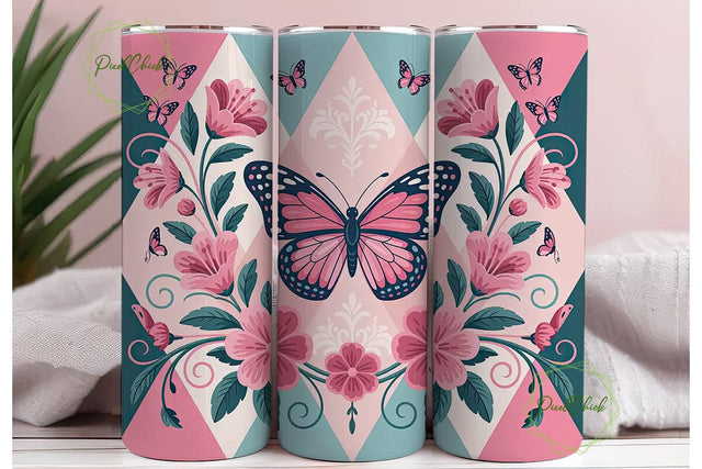 Butterfly Garden 20oz Tumbler Wrap Sublimation PixelChick 