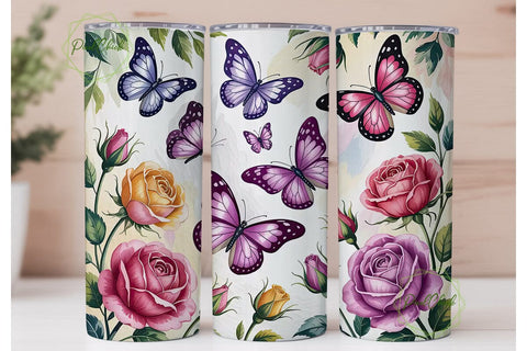 Butterfly Garden 20oz Tumbler Wrap Sublimation PixelChick 