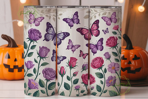 Butterfly Garden 20oz Tumbler Wrap Sublimation PixelChick 