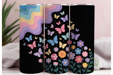 Butterfly Garden 20oz Tumbler Wrap Sublimation PixelChick 