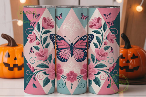 Butterfly Garden 20oz Tumbler Wrap Sublimation PixelChick 