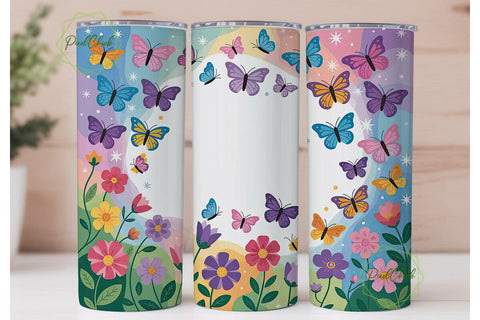 Butterfly Garden 20oz Tumbler Wrap Sublimation PixelChick 