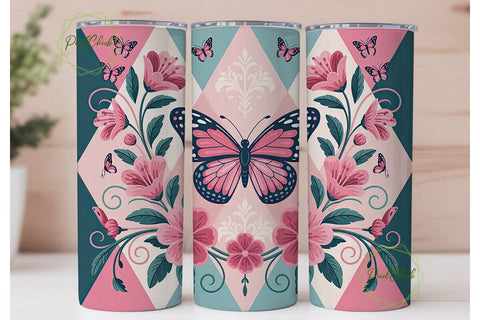 Butterfly Garden 20oz Tumbler Wrap Sublimation PixelChick 