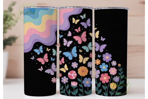Butterfly Garden 20oz Tumbler Wrap Sublimation PixelChick 