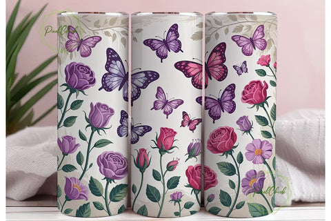 Butterfly Garden 20oz Tumbler Wrap Sublimation PixelChick 