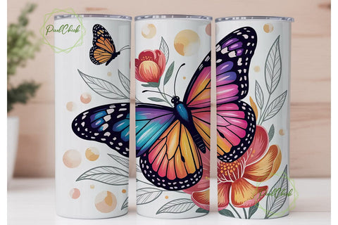 Butterfly Garden 20oz Tumbler Wrap Sublimation PixelChick 