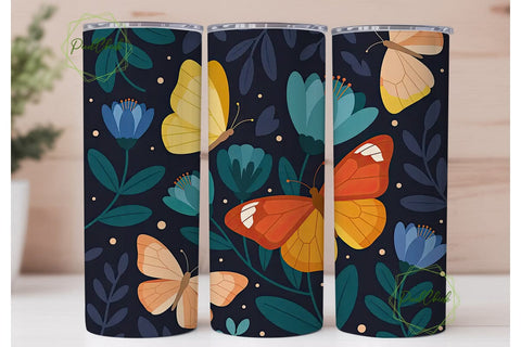 Butterfly Garden 20oz Tumbler Wrap Sublimation PixelChick 