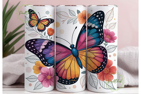 Butterfly Garden 20oz Tumbler Wrap Sublimation PixelChick 