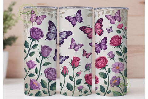 Butterfly Garden 20oz Tumbler Wrap Sublimation PixelChick 