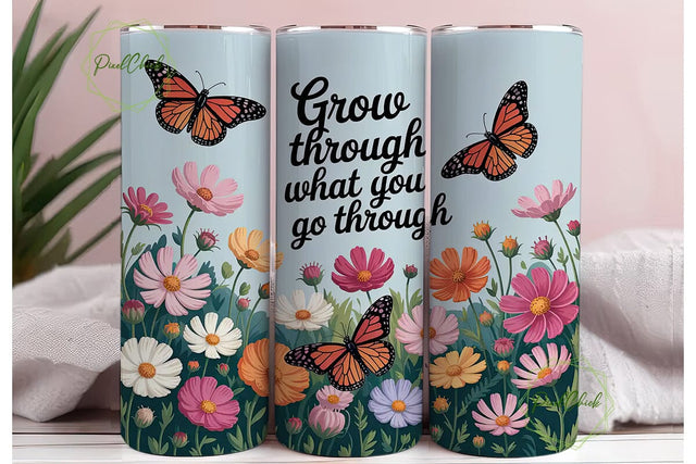 Butterfly Garden 20oz Tumbler Wrap Sublimation PixelChick 